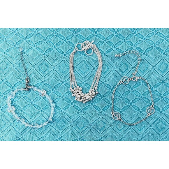Three Silver & Glass Beads Bracelets - 3 Designs - Picture 2 of 7
